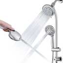 Rainfall Shower Head with Handheld Shower Spray, with 26" Drill Free Adjustable Height Slider Bar, High Pressure Dual Shower Head Combo, 3-Way Diverter for Easy Reach, 5Ft Hose - Chrome Finish
