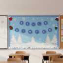 Kosiz 116 Pcs DIY Letter Custom Banner Customizable Banner Kit Winter Snowflake Letter Garland Including 111 Letters Numbers 3 Rope 2 Threading Device for Winter Holiday Xmas Home Classroom Decor (Blue)