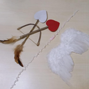 Baby Cupid Costume Feather Angel Wings Headband Arrows Bow Set Newborn Photography Props Baby Angel Outfit for Boys Girls