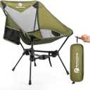 MellowCamp Portable Camping Chair with Cup Holder & Side Pocket 2.7lbs Lightweight Folding Chair 330lbs Capacity for Beach, Hiking, Camping, Backpacking, Roadtrip (Forest Green)