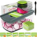 Cambom Mandoline Slicer Vegetable Slicer With 2 L Container for Potatoes, Tomatoes, Cucumbers, Carrots With 10 Blades White