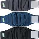 Wegreeco Washable Male Dog Belly Band - Pack of 3 - Washable Male Dog Belly Wrap, Small Doggie Dog Diapers Male for Doggy Puppy (Black, Charcoal, Navy, Small)