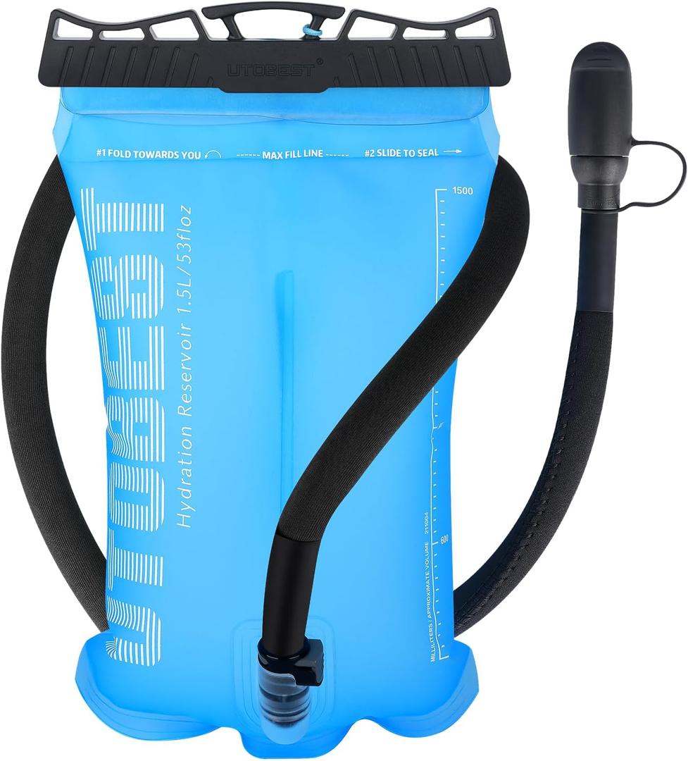 Hydration Bladder,TPU Water Bladder,Water Bladder for Hiking Backpack,BPA Free,Wide Opening,Leak-Proof,Water Reservoir for Hiking Cycling Camping Running (Blue-1.5L)