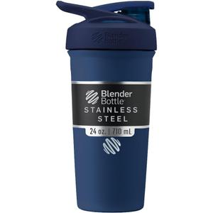 BlenderBottle Sport Insulated Stainless Steel Shaker Bottle with Wire Whisk, 24-Ounce, Navy  Protein Shakes & Hydration for Athletes & Fitness Enthusiasts, Easy Mixing, Lockable Lid