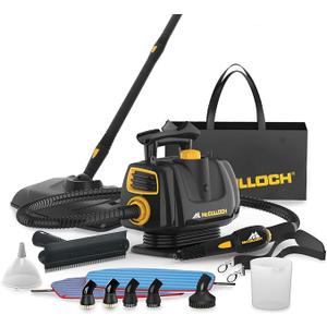McCulloch MC1270 Portable Power Steam Cleaner, 30 Minute Runtime, 16 Accessories: Mop Head, Brushes, & More - Built for Home, Tile, Grout, Carpet, Furniture, & Personal Car Detailing