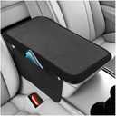 VKQTS 2026 Upgraded Car Center Console Cover,Soft Furry Arm Rest Cover for Car with 2 Storage Bags,Anti-Slip Leather Cars Arm Rest Covers Pad with Elastic Bands & Magic Stickers (Style 1)