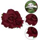 Topbuti Rose Hair Clip Flower Hairpin Rose Brooch Floral Clips, 4 Pcs Fabric Flowers Hair Clips Mexican Hair Flowers Pin up Headpieces for Woman Girl Wedding Party Mother's Day (Dark Red)