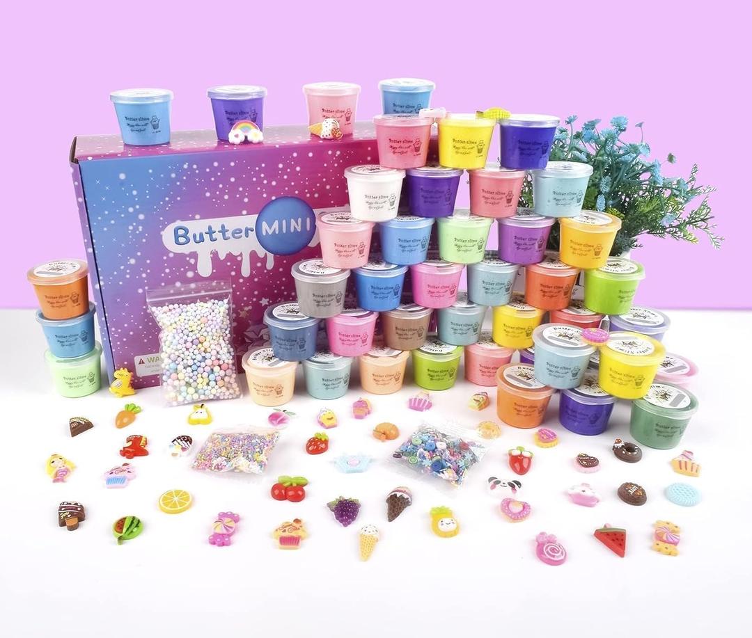 45 Pack Mini Butter Slime Kit, Scented Slime Party Favor Gifts, Soft & Non-Sticky, DIY Putty Toys for Kids, Stress Relief Toy, Classroom Reward for Girls Boys Easter Basket Stuffers