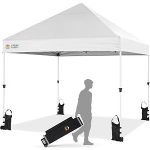 CROWN SHADES 10x10 Heavy Duty Canopy - Premium Pop Up Canopy Tent - Extra Sun Shade Protection with 400D Strength Oxford Fabric - Great for Trade Shows, Events, Tailgates & Commercial Use, White