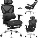 Ergonomic Mesh Office Chair, Home Desk Chair Comfy with Adjustable Lumbar Support 3D Headrest and Armrests, Reclining Big and Tall High Back Computer Gaming Chairs for Man Women, 350lbs Black