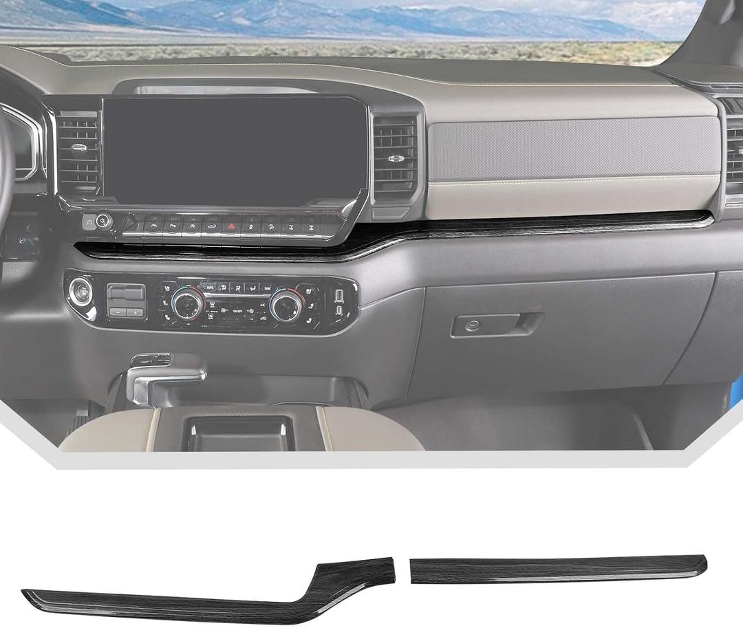 JeCar Black Wood Grain Interior Center Console Dash Trim Cover for 2022 2023 2024 2025 2026 Chevrolet Chevy Silverado 1500
