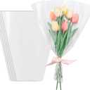 Corkwaw 100 Pcs flower packaging transparent bag,flowers bouquet sleeve transparent cellophane Suitable for flower shop, shopping mall flower packaging(18X13)