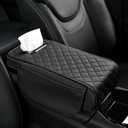 Car Center Console Cover, 13"7.09"2.95" Leather Car Armrest Cover with Pockets & Tissue Box, Comfortable Auto Armrest Cushion, Universal Arm Rest Protector for Car SUV Truck (Black)