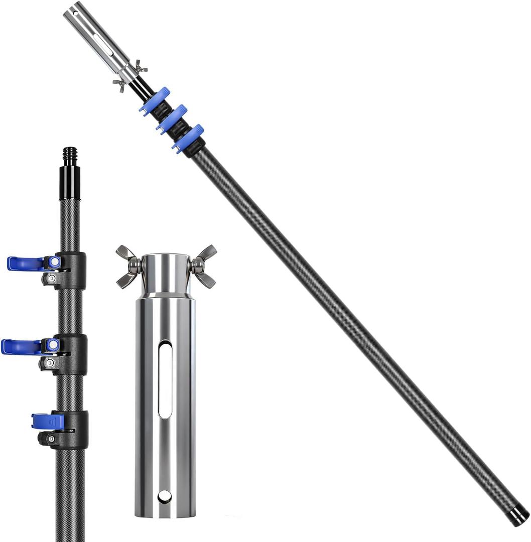 DOBEN Carbon Fiber Pool Pole, 16FT Heavy Duty Telescopic Pool Pole, Universal Extension Pole for Nets, Skimmers, Brushes