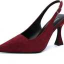 Susanny Slingback Kitten Heels Elegant Dressy Pumps for Women Closed Pointy Toe Sexy Chunky High Heels Wedding Bride Prom Party Dress Shoes (Red)