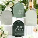 Weysat 4 Pcs Acrylic Wedding Signs for Ceremony and Reception, 5x7 Inch Sage Green Wedding Signage Decor with Stand, Guest Book, Cards and Gifts, Open Bar, Favor Signs for Marriage Memorial Ceremony