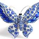 Crystal Bling Sparking Car Fragrance Butterfly Car Diffusser Air Freshener with Vent Clip (Light blue)