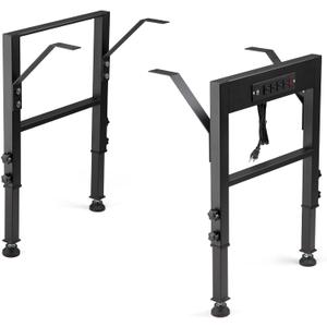 OLBRUS 19.6-Inch Depth Workbench Frame, Height Adjustable 28.5" to 33.8",Set of 4 Metal Table Legs with Floor Protectors, Heavy Duty DIY Furniture Legs for Study DeskPower Outlets/Rubber Pad