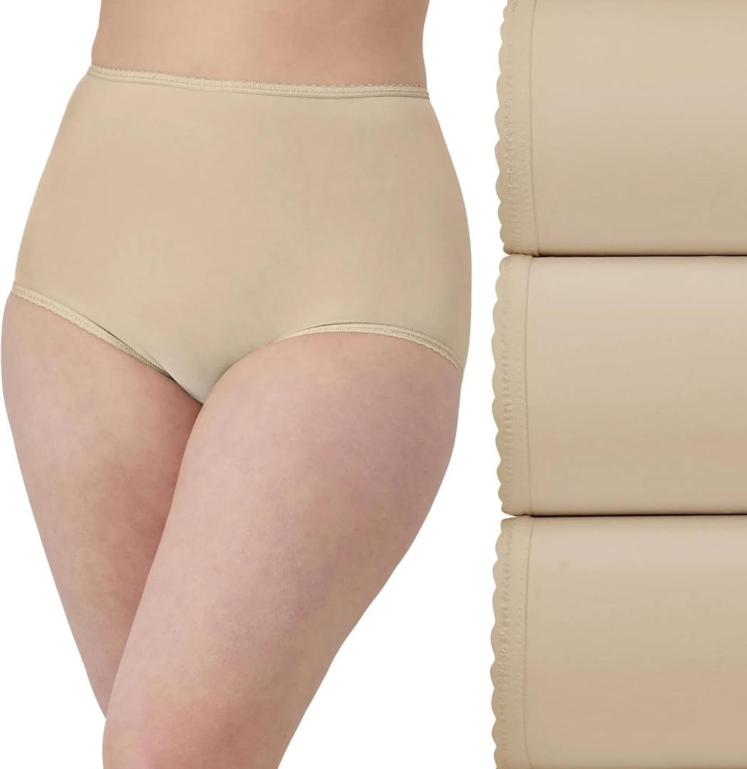 Bali womens Underwear Briefs Pack, 3-pack, Skimp Skamp Brief Panties for Women, Full Coverage, No Show (8, Nude)
