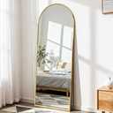 DUMOS Arched Mirror Full Length Floor, 56x15 Inch Full Body Standing Mirror | Free Standing or Wall Mount, Nano Glass Aluminum Frame, Hanging or Leaning, Modern Simple Home Decor, Gold