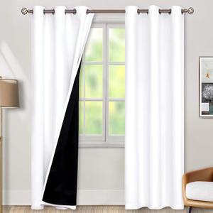 BGment 100% Blackout Curtains for Bedroom with Black Liner, Thermal Insulated Thick Double Layers Total Light Blocking Grommet Window Curtains 84 Inch Length 2 Panels Set (42 x 84 Inch, White) (42"W x 84"L (Pack of 2))