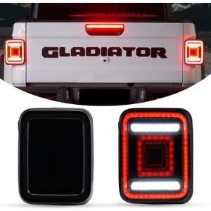 Kiwi Master LED Tail Lights for 2020-2026 Jeep Gladiator JT Accessories, Black Housing Smoke Lens, Pair