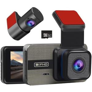 Dash Cam Front and Rear: 2K+1080P Dual Dash Camera for Cars, with 3.0" IPS Screen, G-Sensor, Loop Recording, 170° Wide Angle, Night Vision, Parking Mode,32GB SD Card Included,No WiFi