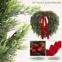 Suncalla 32''Christmas Wreath for Front Door Artificial Cedar Winter Wreath