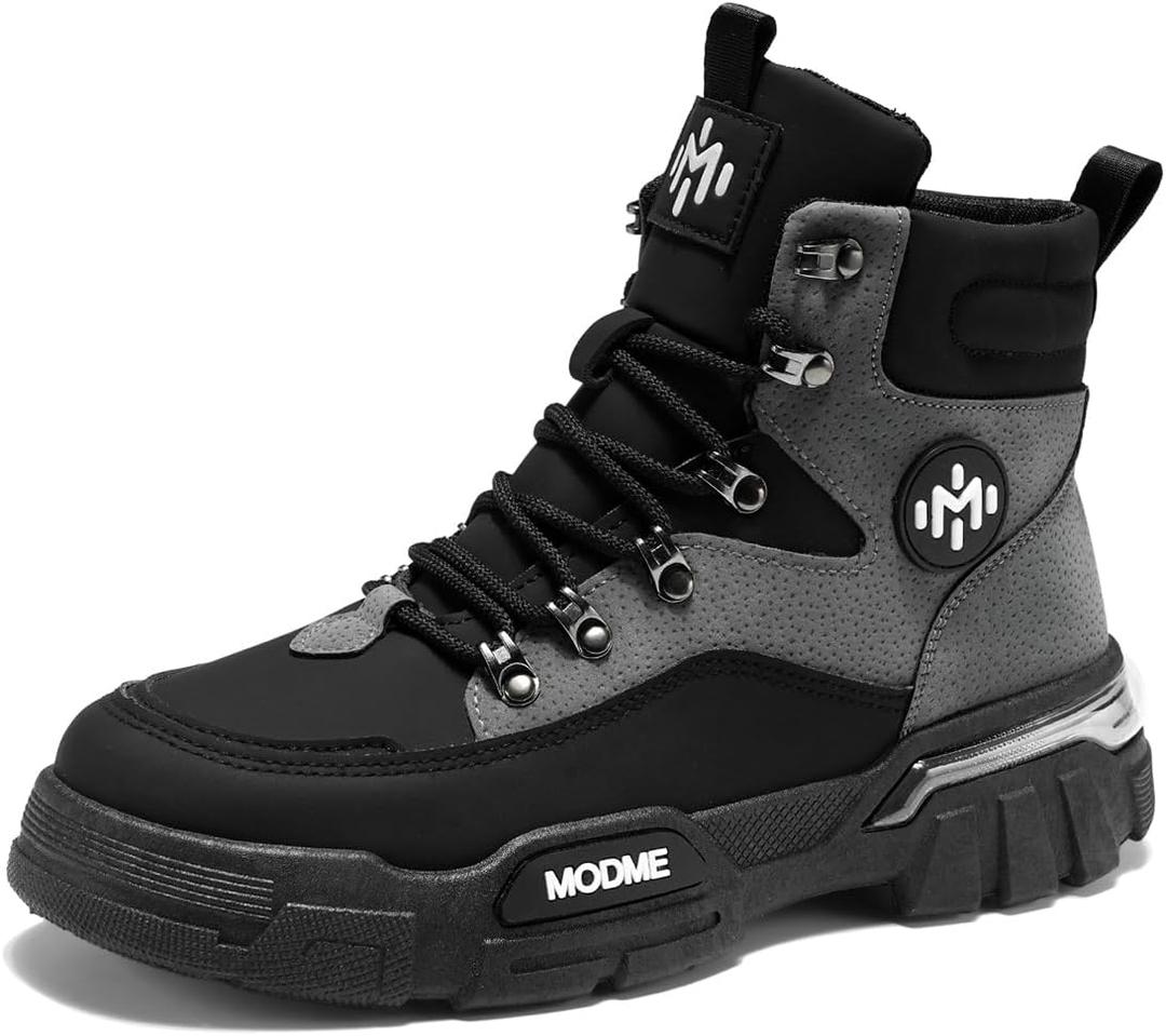 Men's Ankle Hiking Boots - Waterproof Casual Walking Boots - Lightweight outdoor Boots for Men (11 Women/9.5 Men, Grey)