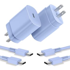Type C Charger, 2 Pack 25W PD USB C Wall Charger Super Fast Charging Block & 3ft Android Phone Charger Cable for Samsung Galaxy S23 S22 S21 S20 Plus Ultra, Note 20 10 9 8/ S10 S9 S8 Pixel 6 5 4 Pro XL (Blue)