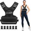 Adjustable Weighted Vest for Women Men, 4-10lb 11-20lb 20-32lb Weight Vest with 6 Ironsand Bags, Running Vest with Reflective Strips Adjustable Buckle Straps for Walking Strength Training (Black)