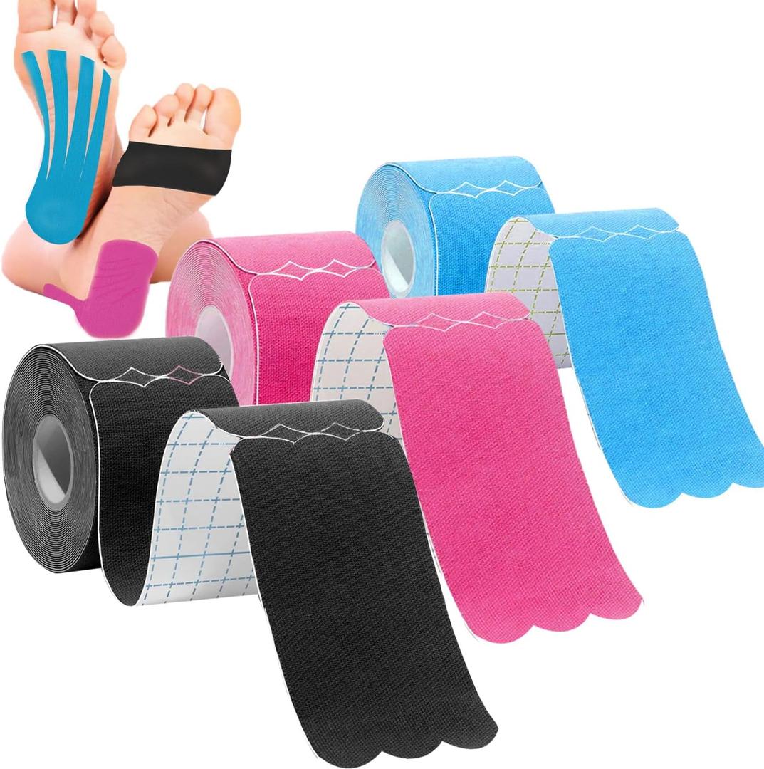 Kinesiology Tape Pro (120 Precut Strips,2 * 6 inch,6 Yard) Waterproof Breathable Athletic Elastic Muscles & Joints Pain Relief Taping for Gym Fitness Running Tennis Swimming Football(Mix 6M)