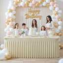 8 Pack Spandex Beige Fitted Table Cloth for 6ft Rectangle Tables Beige Stretch Tablecloth Table Covers Skirt Banquet Wrinkle Free Tablecloths for Parties Wedding