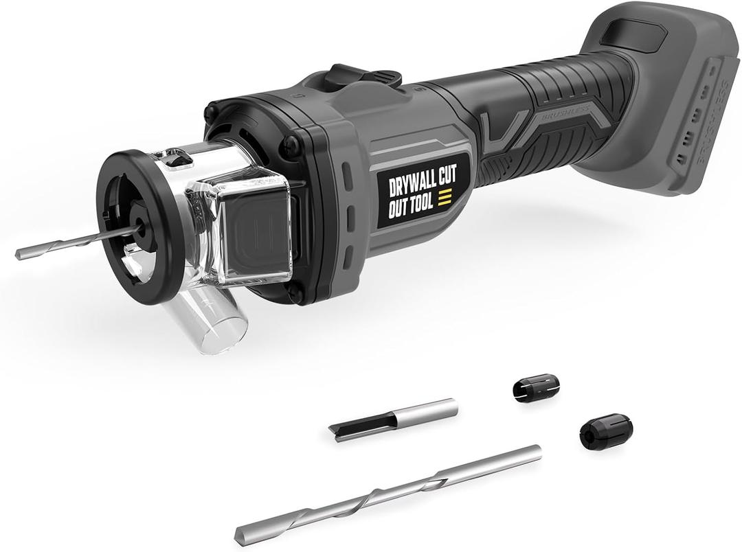 VERVEWAVE Cordless Drywall Cut-Out Tool Compatible with DEWALT 20V Battery, Rotary Saw with 1/8" and 1/4" Collets, 30000 RPM, Compact Spiral Saw for Cutting Wood Drywall,Sheetrock,Wood (Tool Only)