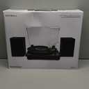 Victrola Montauk Vinyl Record Player, 3-Speed Belt Driven Turntable with Stereo Bluetooth Speaker Pair, RCA Output & 3.5mm Headphone Jack, Removable Dust Cover, Black Wood Finish