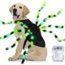 JaGely Halloween Costume for Dog, Dog Spider Costume with 64 LED Lights, Light up Furry Outfit for Medium Large Dogs Funny Cosplay Halloween Party (Green)