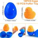 18 Pack Easter Eggs Fillers LED Chick Puffer Balls, Easter Basket Stuffers with Light Up Stress Relief Fidget Toys Squeeze Ball, Easter Egg Hunt Party Favor for Kids Boys Girls Toddler Teens
