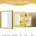 10x10 Picture Frame with Mat for 8x8, Wavy Edge Wooden Real Glass Photo Frame for Tabletop and Wall Hanging, Yellow, 1 Pack