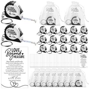 25 Sets Wedding Favors for Guests Tape Measure Keychains with Cards Gift Bags for Bridal Shower Wedding Party Souvenirs