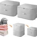 Zhaiye 2024 Ultra Space Saving Self Compression Storage Bags, Heavy Duty Organizer Totes for Comforters, Clothes, and Blankets, Premium Quilt Compression Packaging Bags Grey 2 Packs