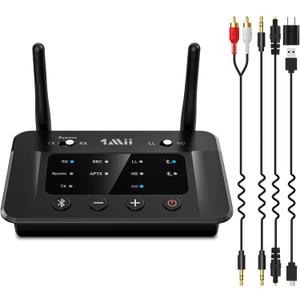 1Mii B03 Bluetooth 5.3 Transmitter Receiver for TV Home Stereo BT Headphones, aptX Low Latency/Adaptive/HD Bluetooth Audio Adapter, Splitter for Wired & Wireless, Optical RCA AUX 3.5mm Inputs/Outputs