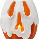 Halloween Decorations - 11" H Resin Ghost Pumpkin with Flameless Candle for Indoor Outdoor - Cute Spooky Decoration Tables Centerpieces Halloween Decor for Porch Home Front Door Mantel