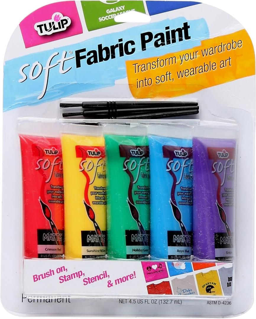 Tulip 29375 Soft Fabric Paint, 5-Pack, Multicolor