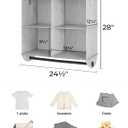 StorageWorks Hanging Closet Organizer with Metal Rod, 4-Section Closet Organizers and Storage, Collapsible Hanging Shelves for Closet, Bedroom, Kids Dorm Room, RV Camper, Gray and White