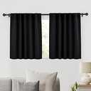 RYB HOME Short Black Curtains for Bedroom, Blackout Thermal Insulated Curtain Tiers Small Window Treatment Privacy Shades for Kitchen Farmhouse Closet, W42 x L36 inch, 2 Panels