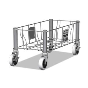 Rubbermaid Commercial Products SLIM JIM Single Trash/Garbage Can/Bin Dolly for Use with 16/23 GAL Vented Slim Jim Containers for Kitchens/Classrooms/Offices/Back of House Stainless Steel
