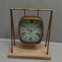 Deco 79 Wood Pendulum Clock with Wood Base, 10" x 5" x 11", Gold