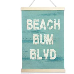 NQDWX Beach Bum Blvd Hanging Flag - Coastal Retro Wall Decor, 12x17 Inch Vintage Surf Style Banner, Beach House Sign, Gift for Surfers & Summer Vibes Lovers. (162)