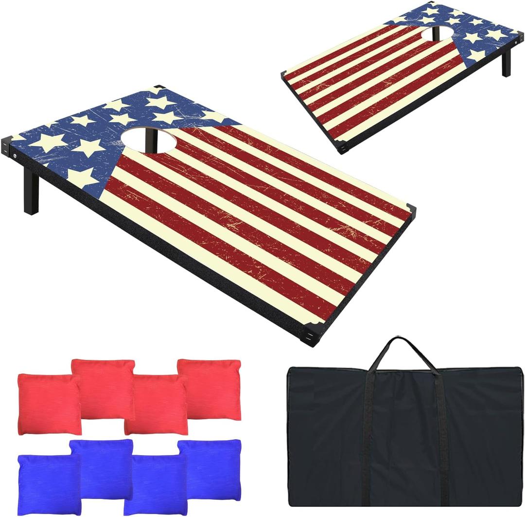 Cornhole Board Set, 3'x2' Cornhole Set, Corn Hole Boards Set, Lightweight Corn Hole Set Includes 2 Cornhole Boards, 8 Cornhole Bean Bags & Carry Case for Outdoor Games