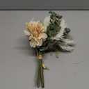 Mkono Small Artificial Flowers in Ceramic Vase Centerpieces Coffee Table Decor, Silk Flower Arrangements for Home Decor Indoor Fake Flower Bouquet for Bathroom Dining Room Kitchen (Brown, Medium) 